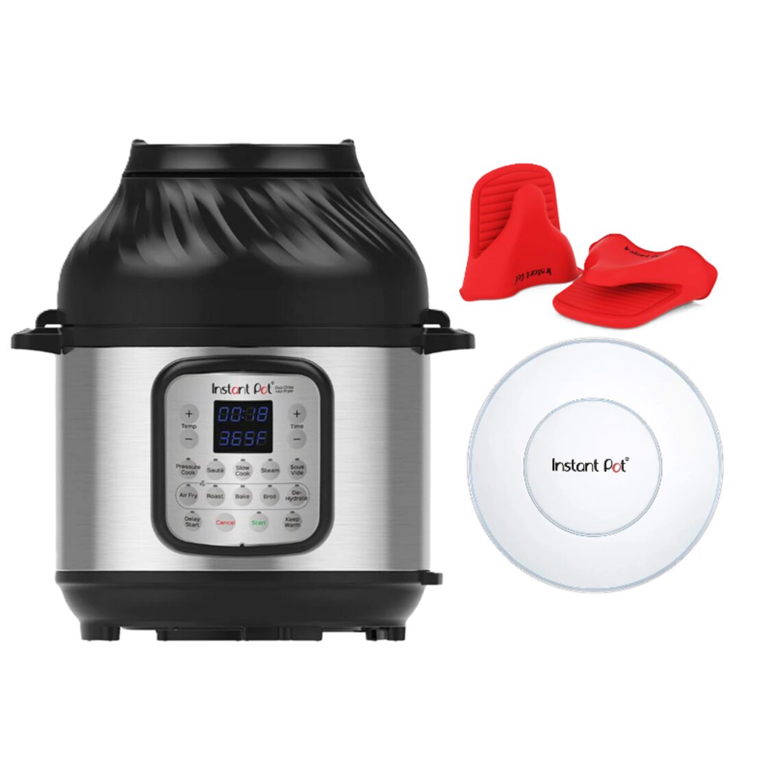 Instant Pot DUO80 Crisp and Air Fryer 11-in-1 8QT D80CRISP With Glass Lid & Mini Mitts