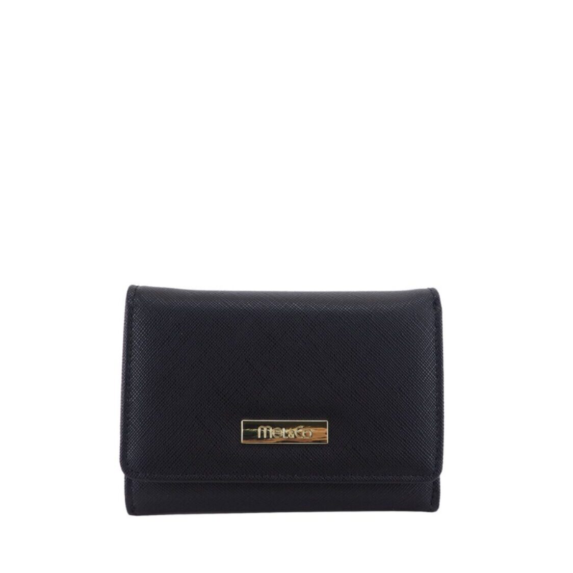 Mel&Co Saffiano Leatherette Tri-fold Zip Coin Card Wallet