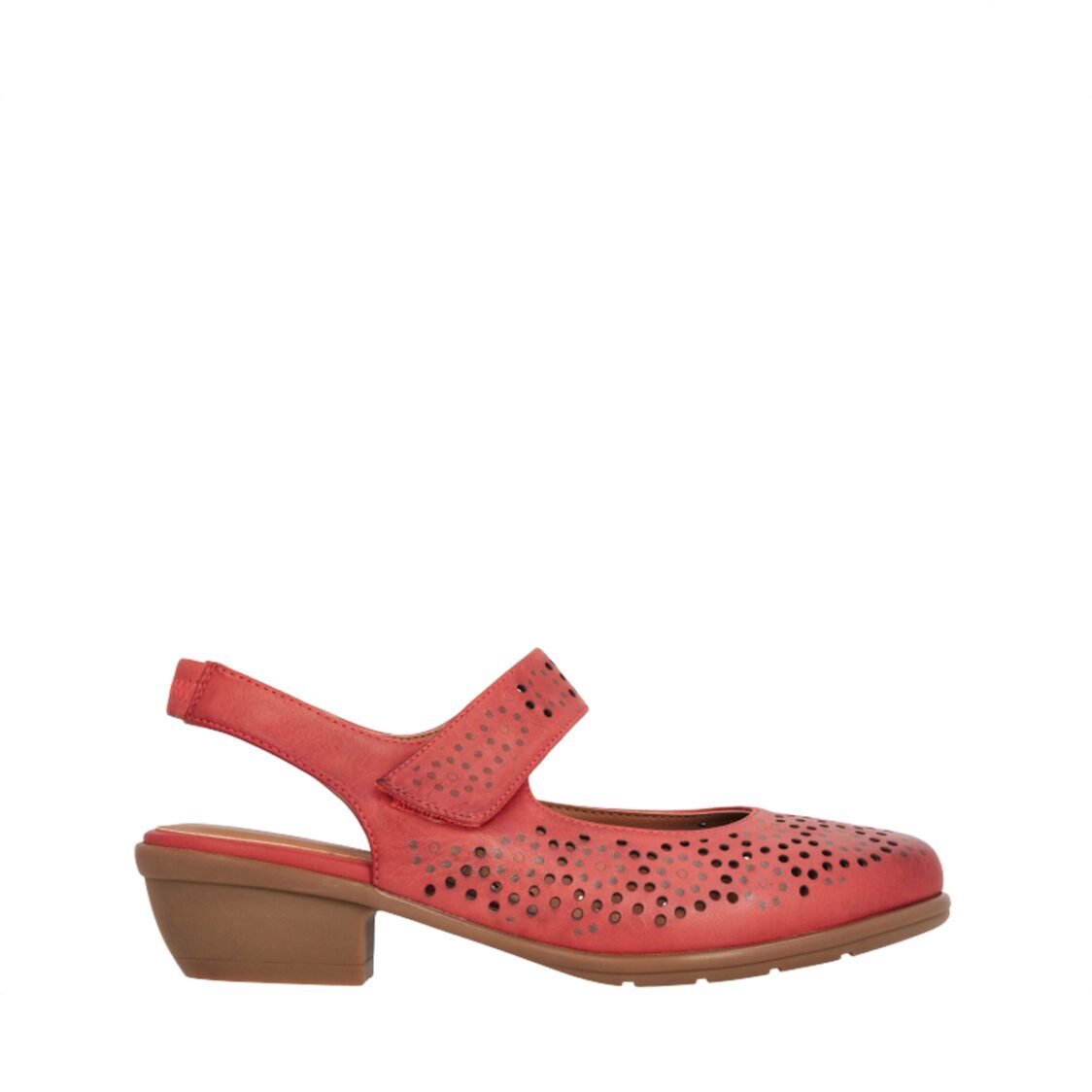 Barani 19607 Chestnut Leather Heeled Sandals (Short, Perforated)
