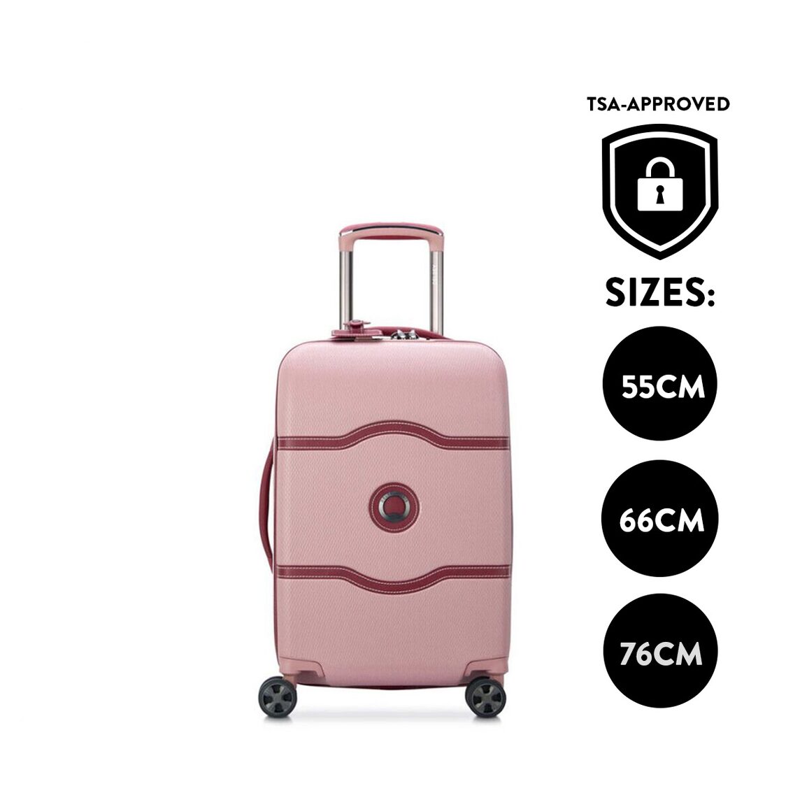 Delsey Paris Chatelet Air 2.0 4-Double Wheels Cabin Trolley Luggage Case with Zip Securitech 2 - Pink