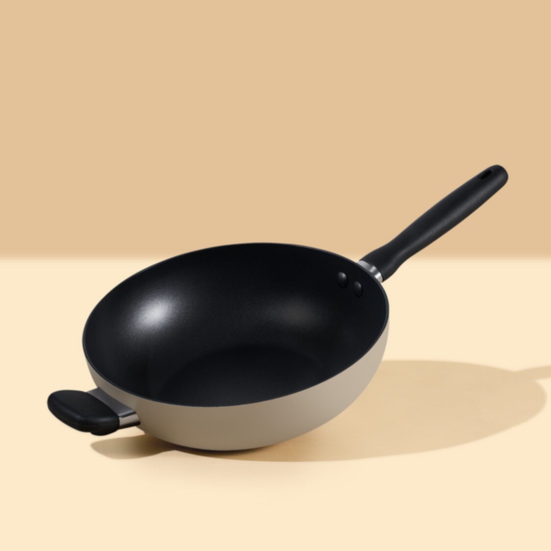 Meyer Bauhaus Nonstick Warm Grey Open Stirfry Pan with Helping Handle
