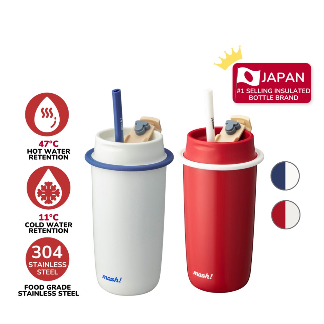 Mosh! 480ML Double-walled Latte Tumbler with Straw