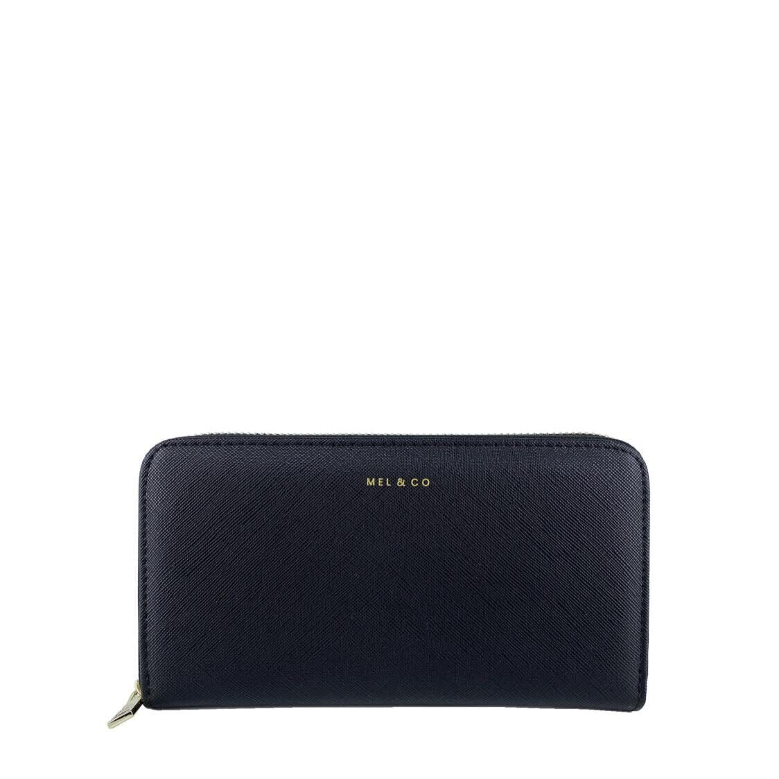 Mel&Co Saffiano-Effect Zip-Around Long Wallet