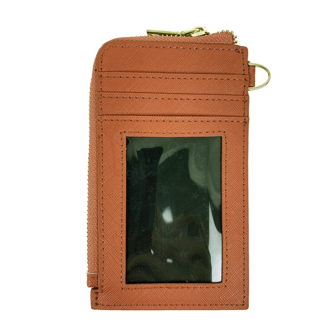 Mel&Co Saffiano-Effect L-Zip Lanyard Card Holder Pouch