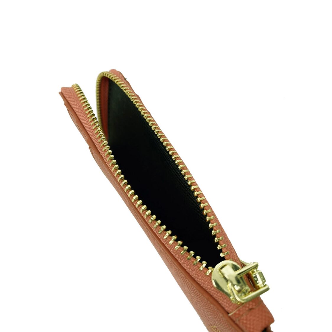 Mel&Co Saffiano-Effect L-Zip Lanyard Card Holder Pouch