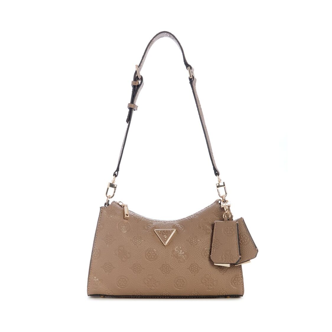 CRESIDIA II TOP ZIP SHOULDER BAG,DARK TAUPE LOGO