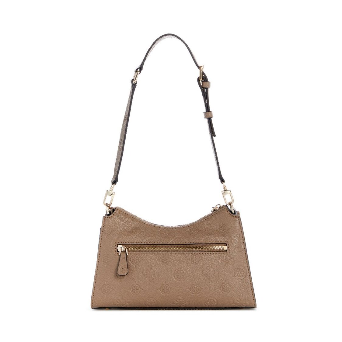 CRESIDIA II TOP ZIP SHOULDER BAG,DARK TAUPE LOGO