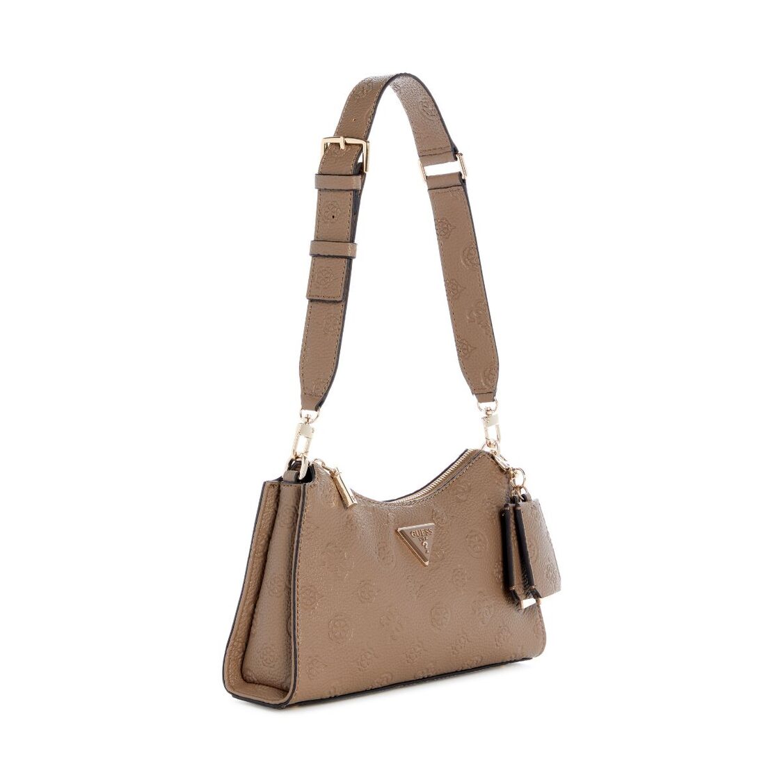 CRESIDIA II TOP ZIP SHOULDER BAG,DARK TAUPE LOGO