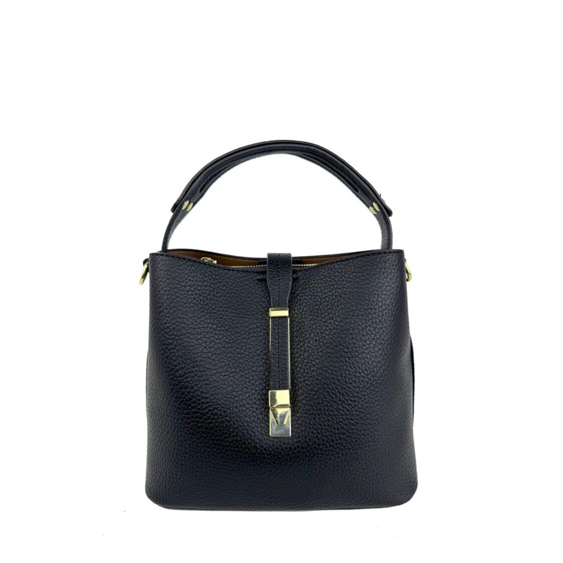 Mel&Co Pebbled Single Handle Bucket Satchel Bag Black