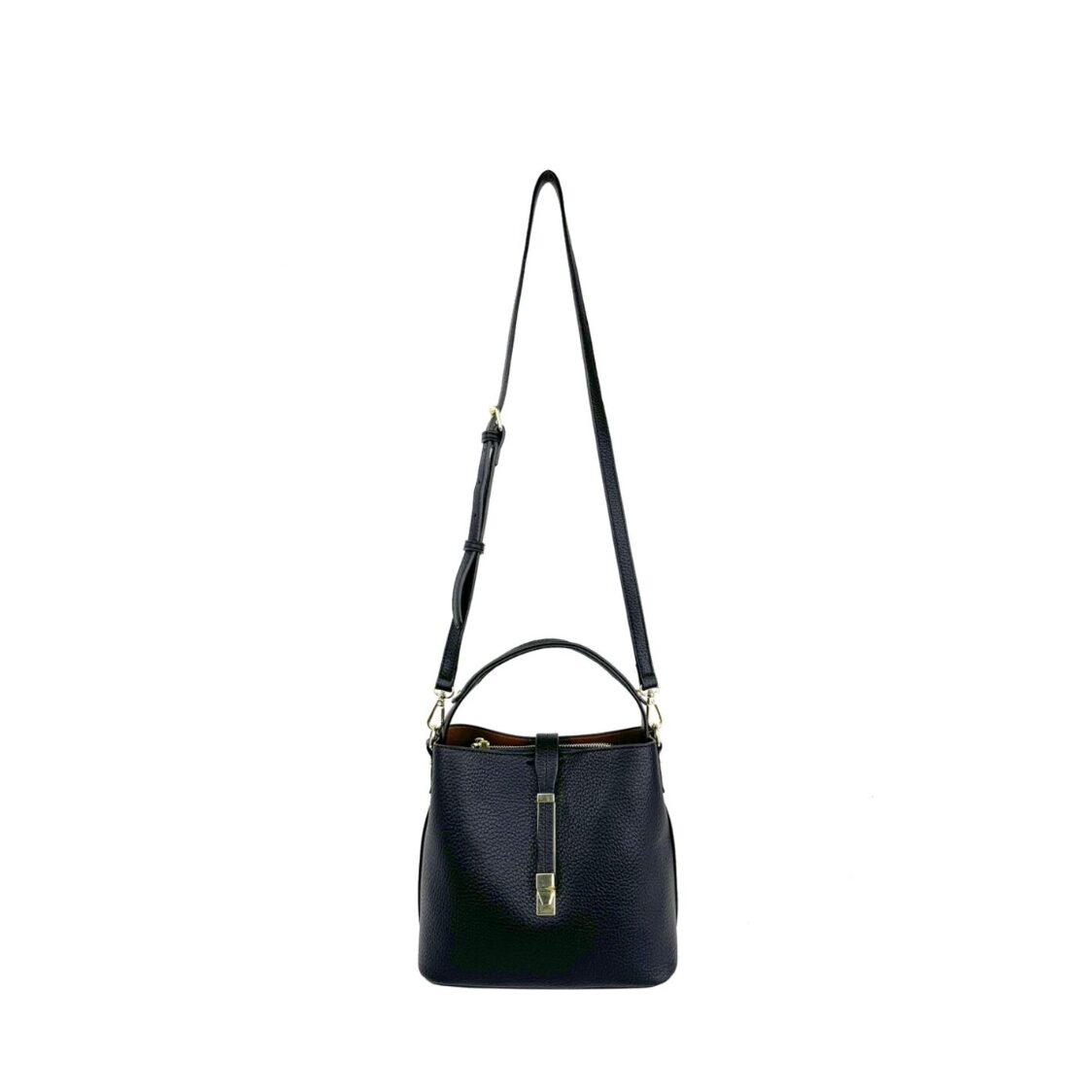 Mel&Co Pebbled Single Handle Bucket Satchel Bag Black