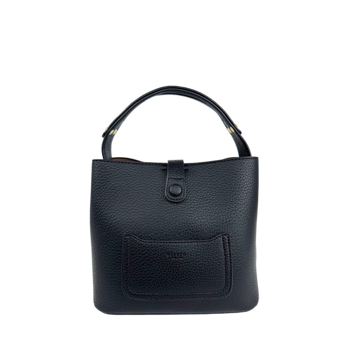 Mel&Co Pebbled Single Handle Bucket Satchel Bag Black