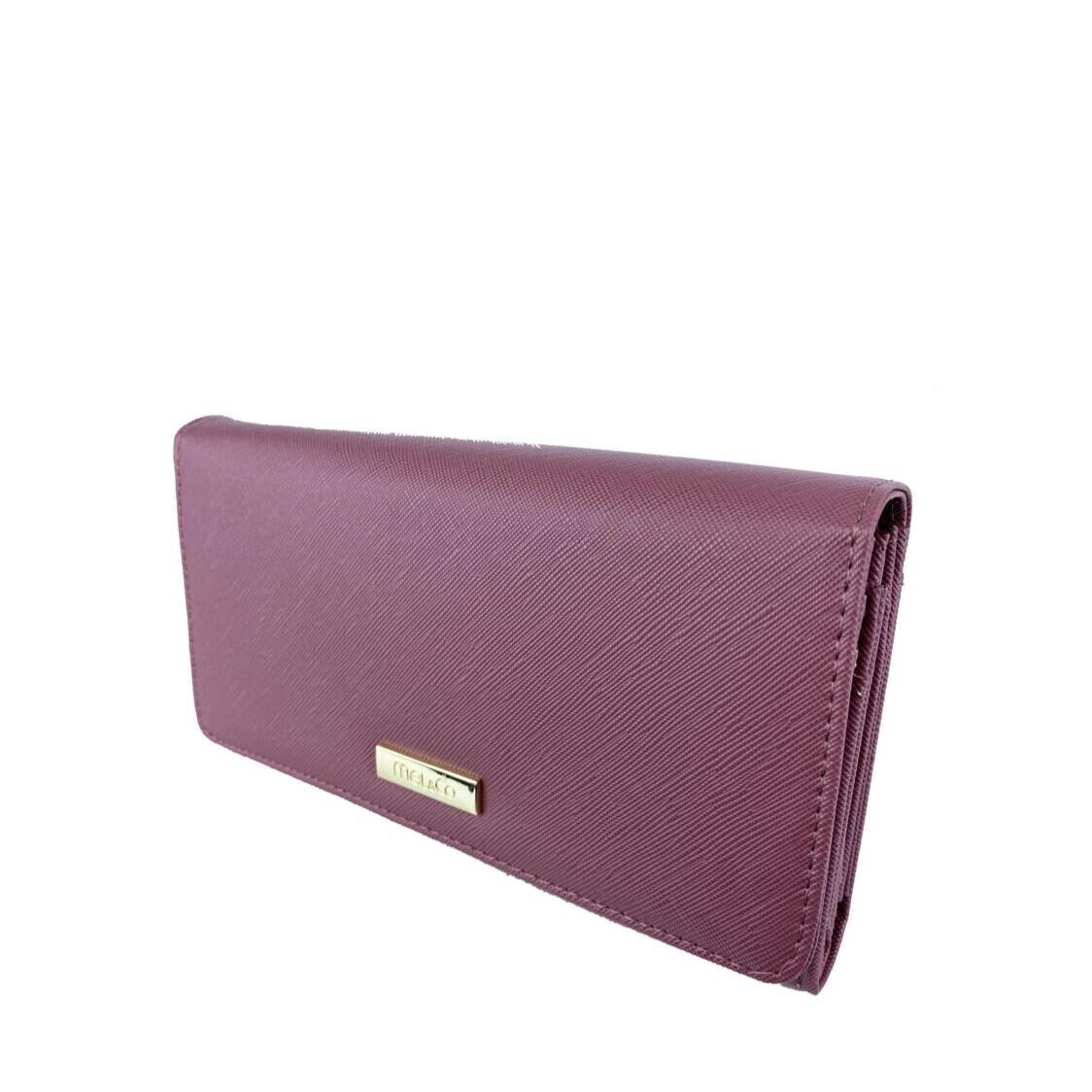 Mel&Co Saffiano Leatherette Tri-Fold Flap Large Wallet Sea Green