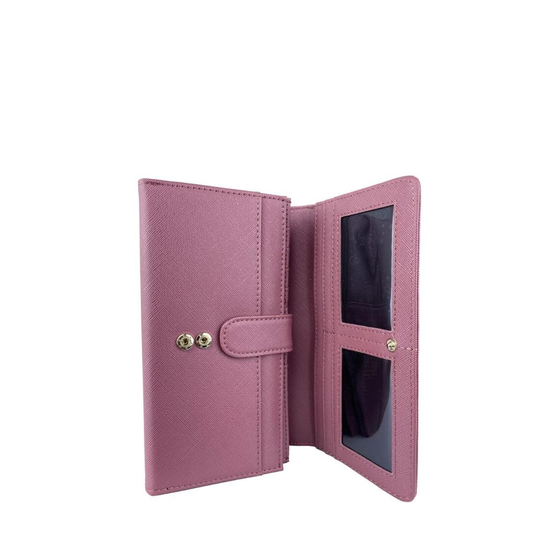 Mel&Co Saffiano Leatherette Tri-Fold Flap Large Wallet Sea Green