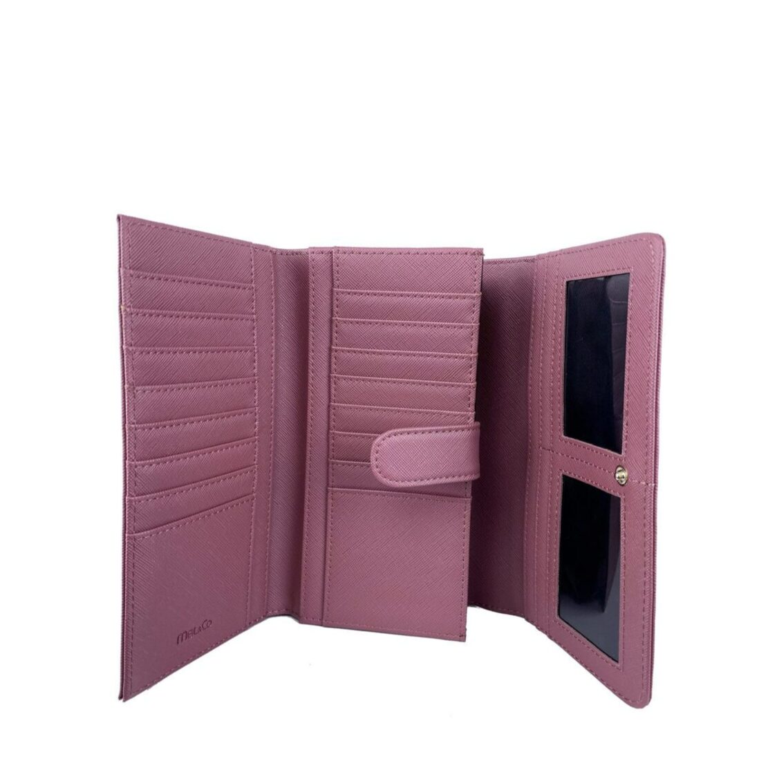 Mel&Co Saffiano Leatherette Tri-Fold Flap Large Wallet Sea Green