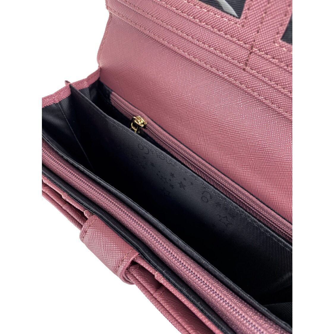 Mel&Co Saffiano Leatherette Tri-Fold Flap Large Wallet Sea Green