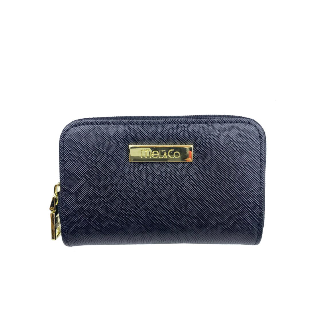 Mel&Co Saffiano Leatherette Double Zipper Pouch with Key Clips