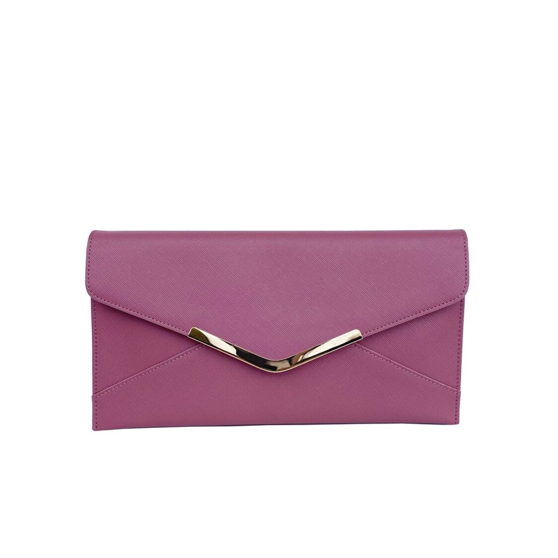 Mel&Co Saffiano Leatherette Envelope Clutch with Chain