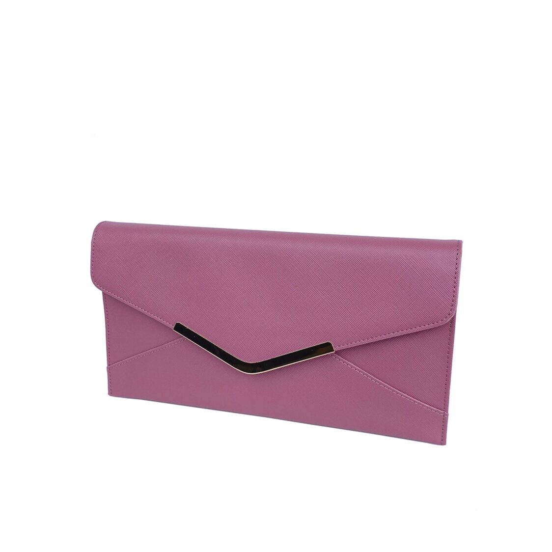 Mel&Co Saffiano Leatherette Envelope Clutch with Chain