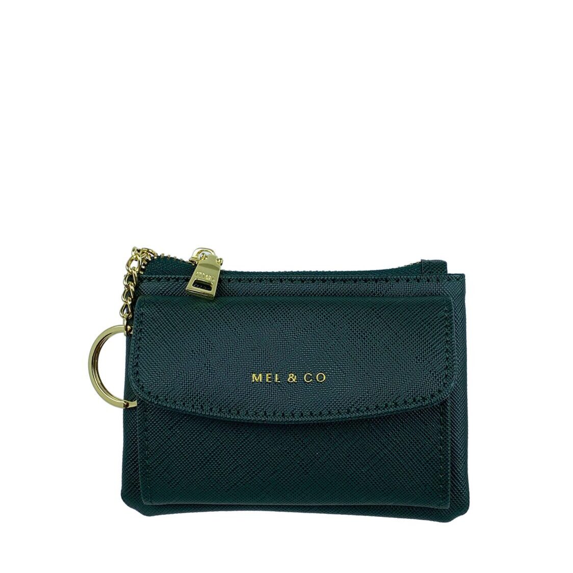 Mel&Co Saffiano-Effect Front Flap Pocket Pouch with Keyring