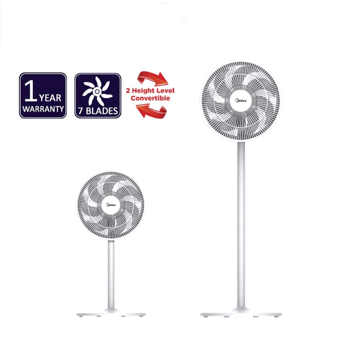 MIDEA 16'' 7 Blades Oscillation Stand Fan (MS-1618W)