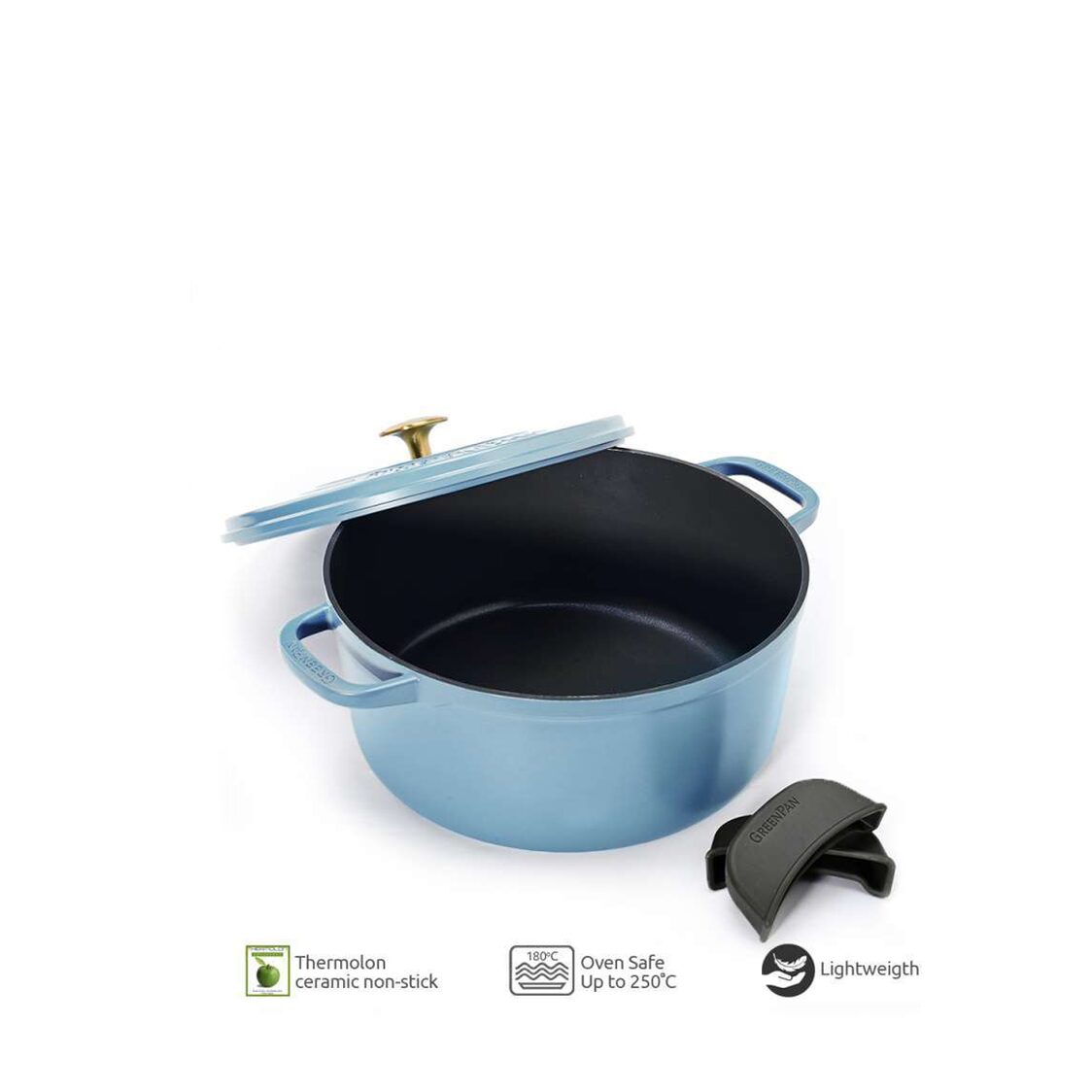 Greenpan Featherweight 24cm Ceramic Non-Stick Dutch Oven Casserole - Sky Blue GPFW695509