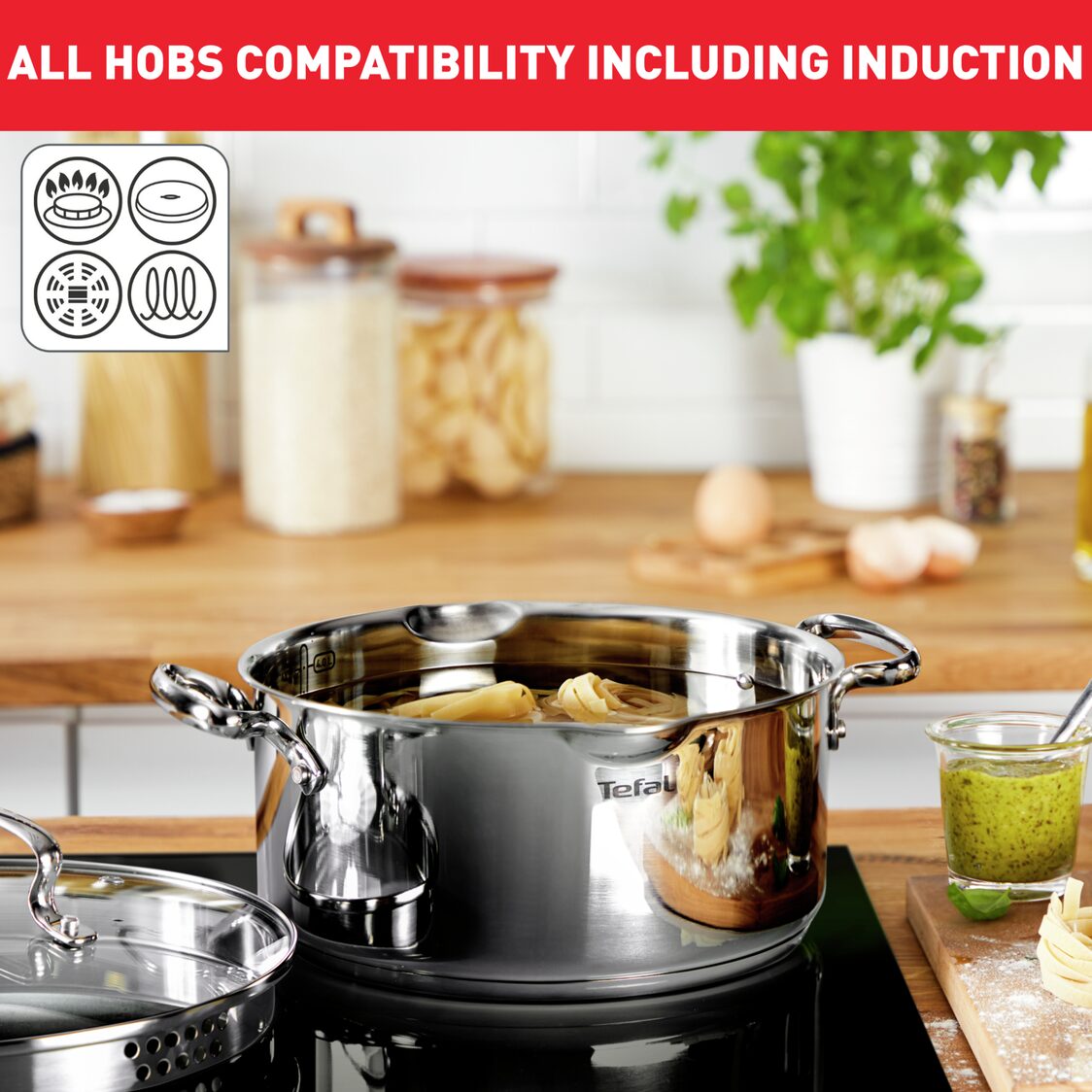 Tefal Duetto+ Stainless Steel Saucepan 18cm With Glass Lid (G71923)