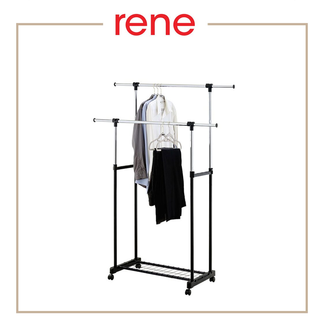 E70412 Rene Duo Portable Double Garment Rack Mat Black