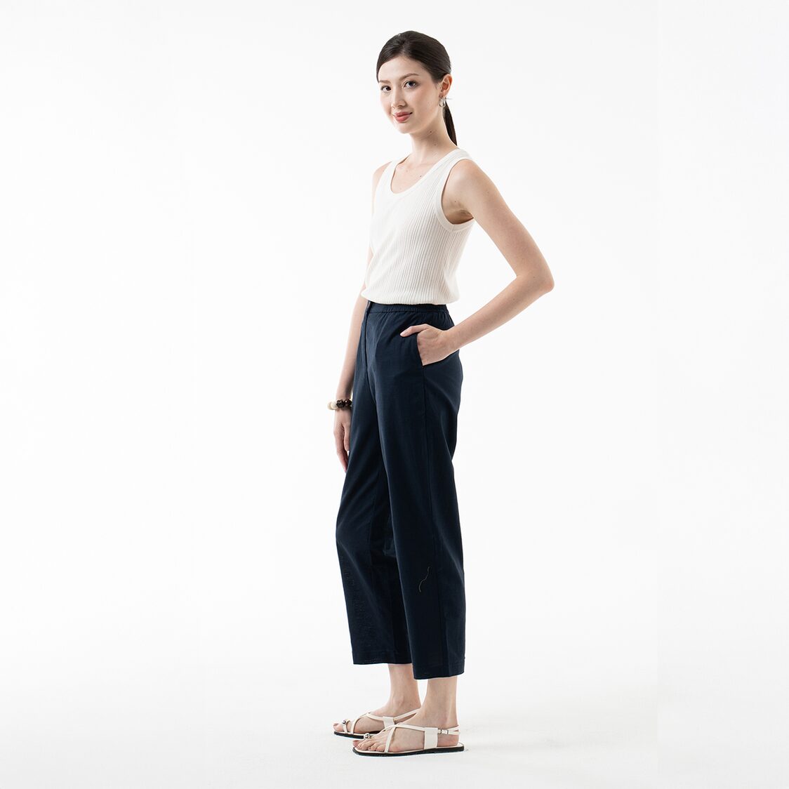 K/WOODS Breezy Linen Pants in Midnight Blue