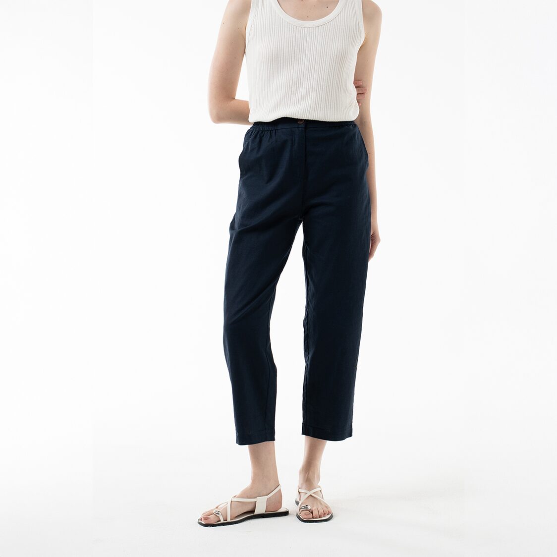 K/WOODS Breezy Linen Pants in Midnight Blue