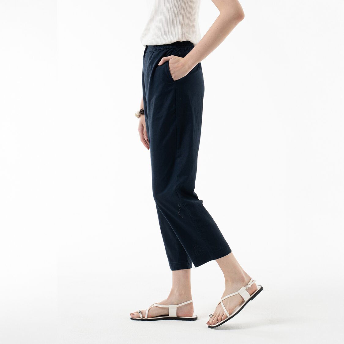 K/WOODS Breezy Linen Pants in Midnight Blue