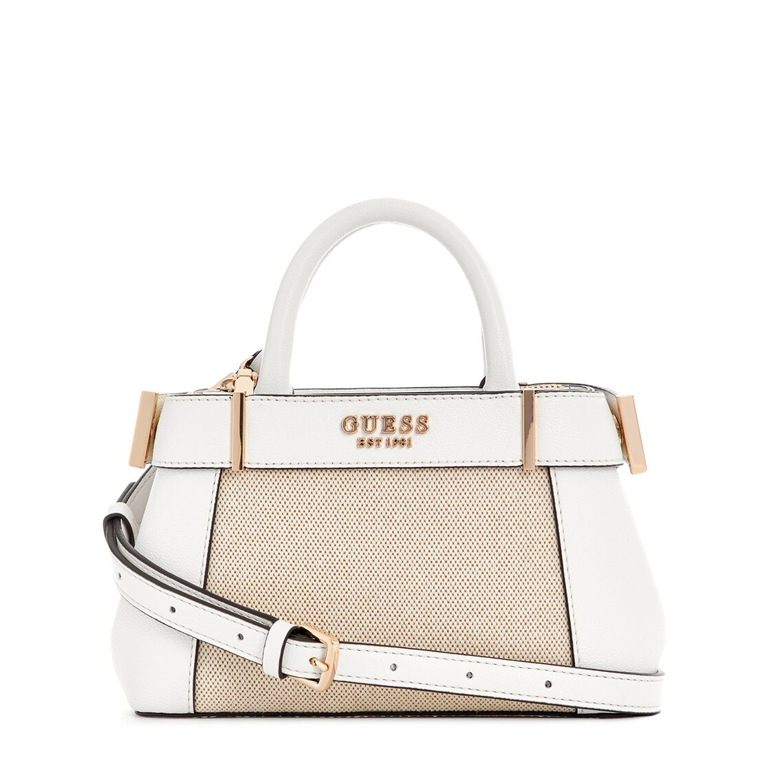 Guess Anadela Mini Satchel,Natural/Off White