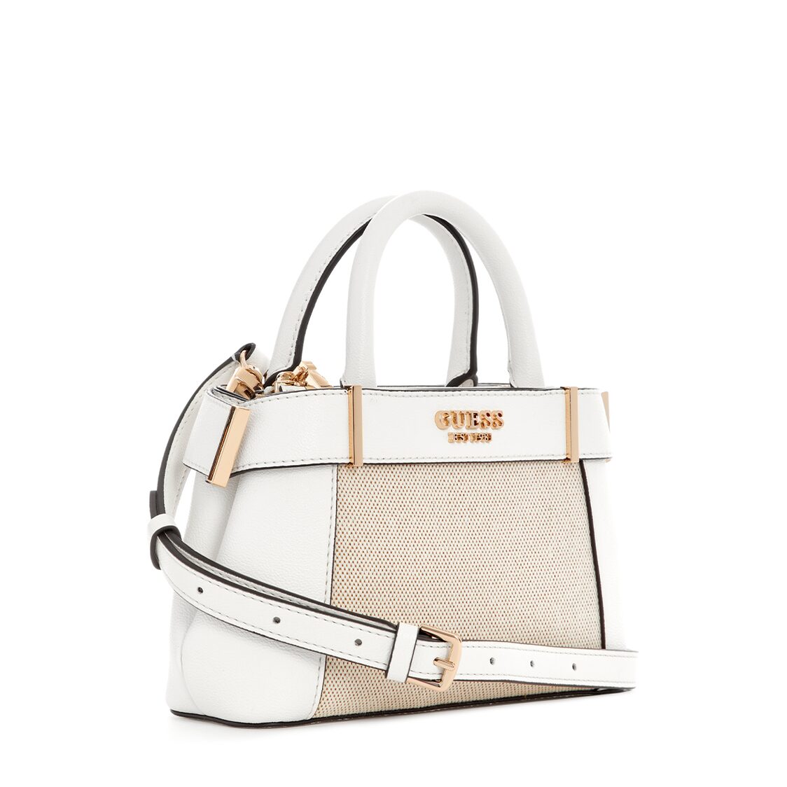 Guess Anadela Mini Satchel,Natural/Off White
