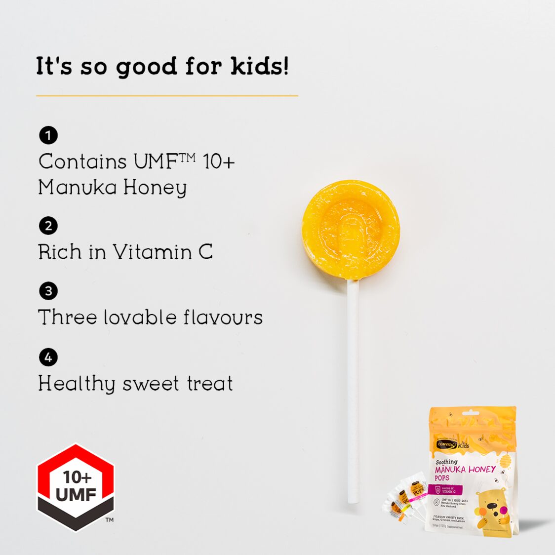 Comvita UMF 10+ Manuka Honey Soothing Pops (15 Pops)