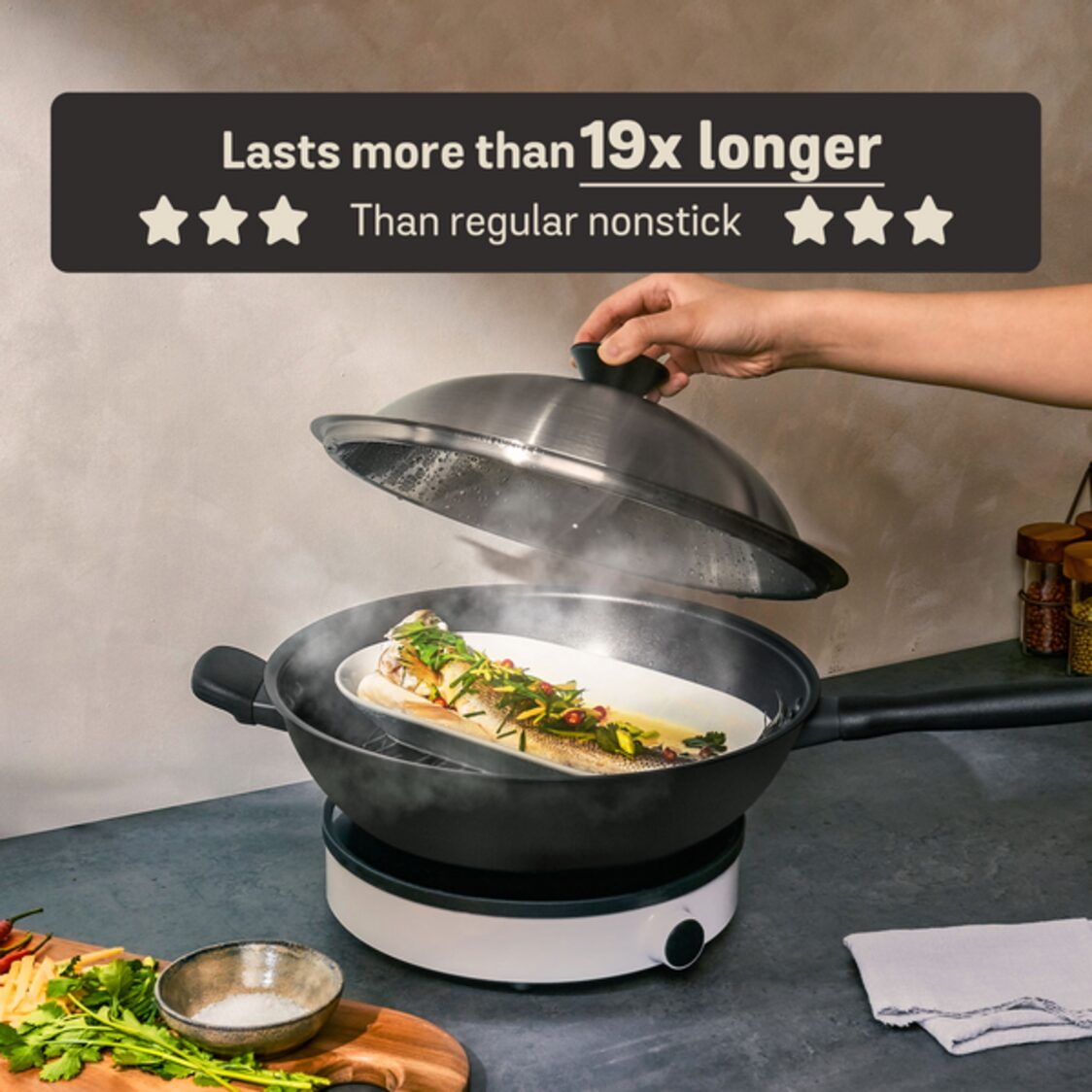 M MIDNIGHT HA IH 32CM/12.75-IN COV STIRFRY W/HH