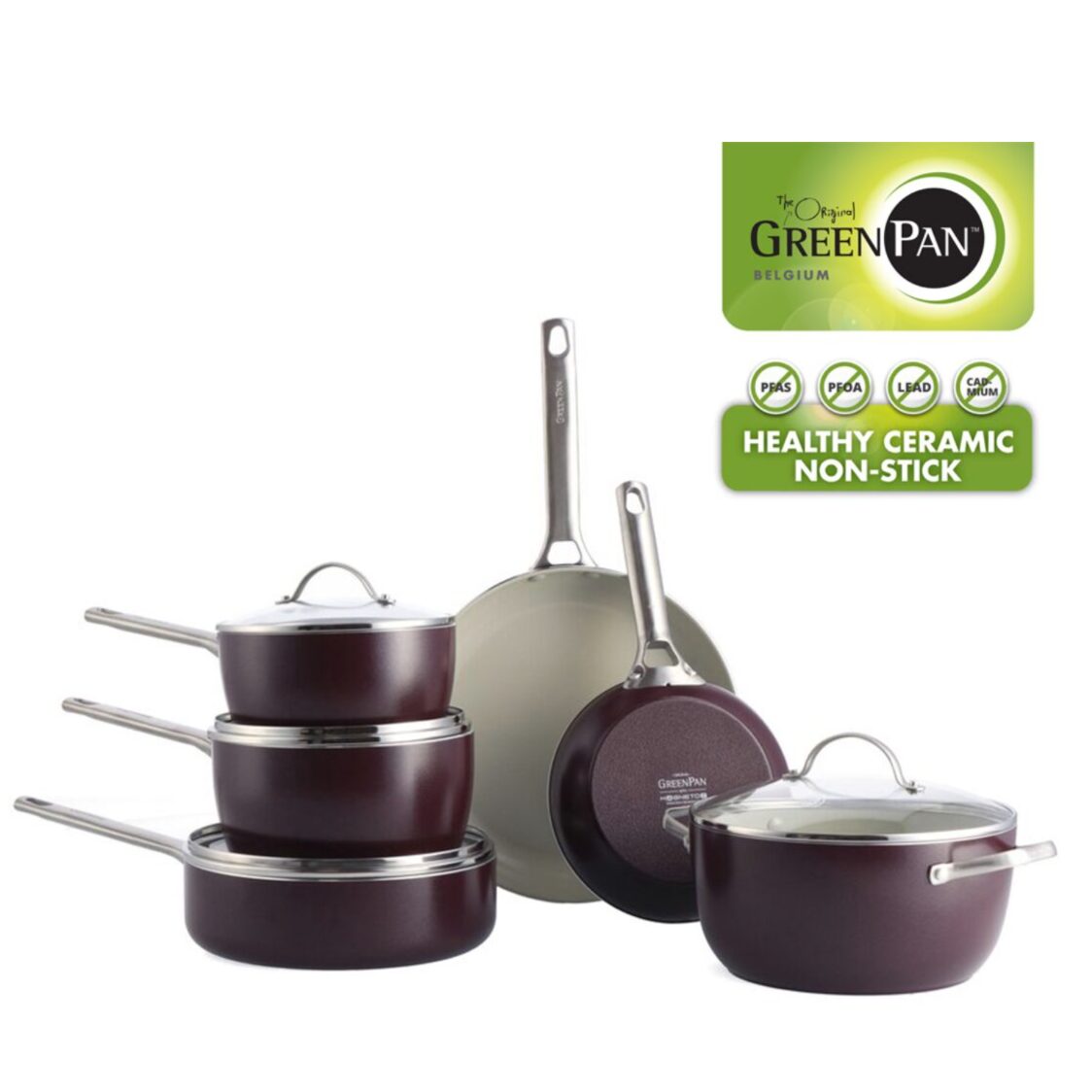 Greenpan Padova Healthy Ceramic 6pcs Cooking Set- Chocolate Truffle - GPPA004979