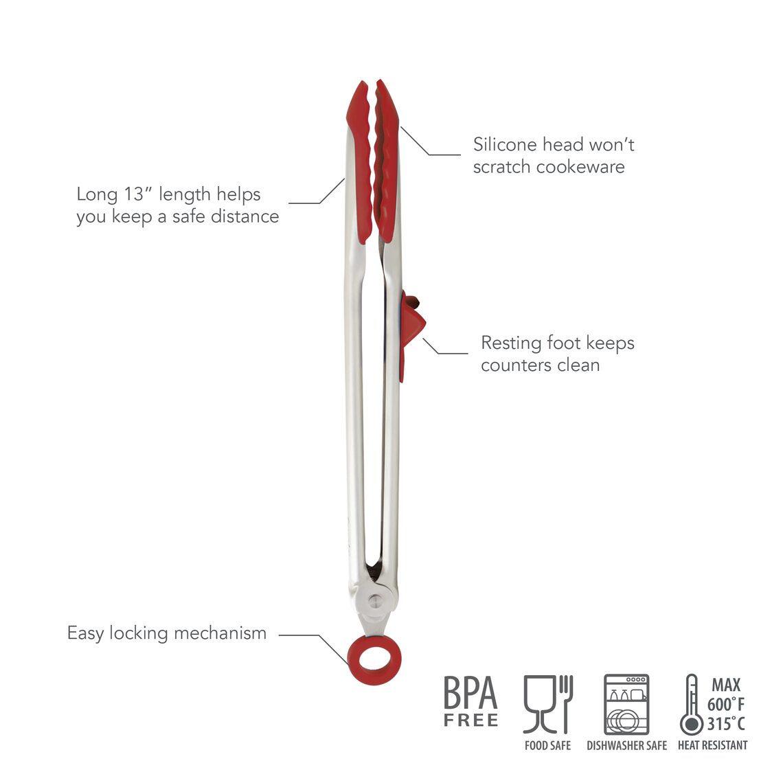 Tovolo Silicone Tip Top Tongs - Cayenne