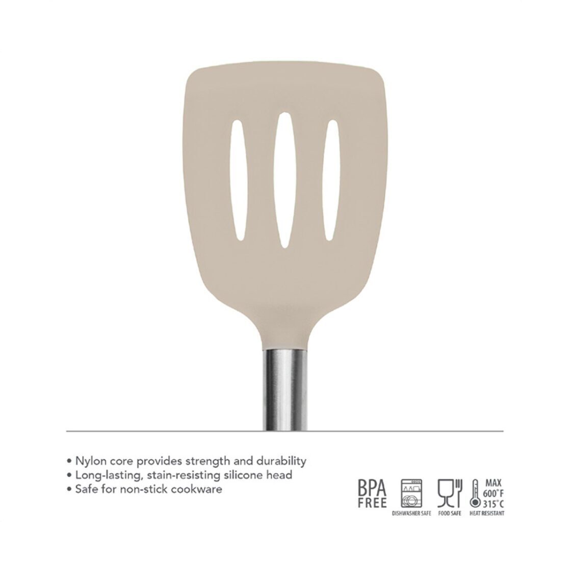 Tovolo Elements SS Handled Slotted Turner Warm Gray