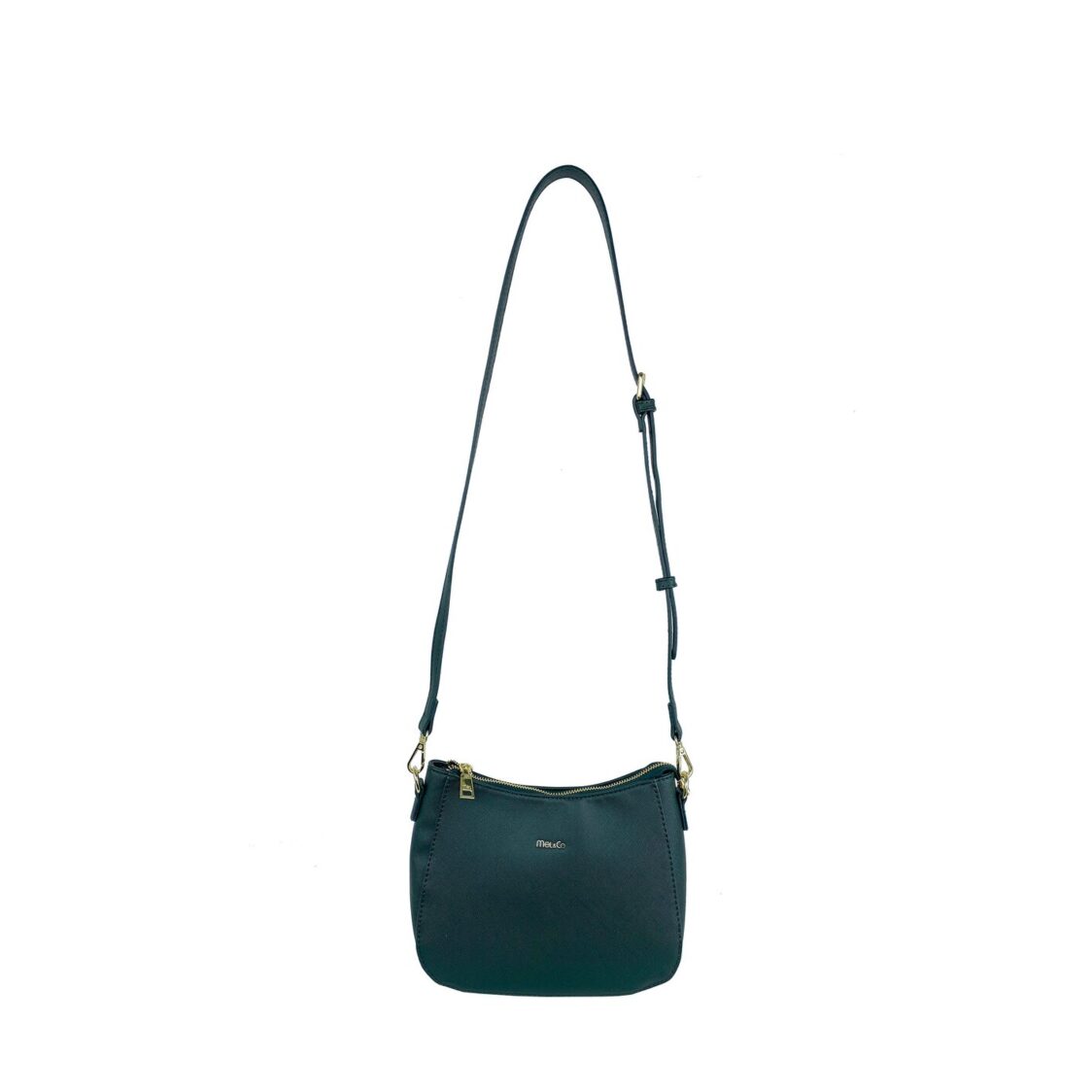 Mel&Co Saffiano-Effect Curve Top Sling Bag Forest Green