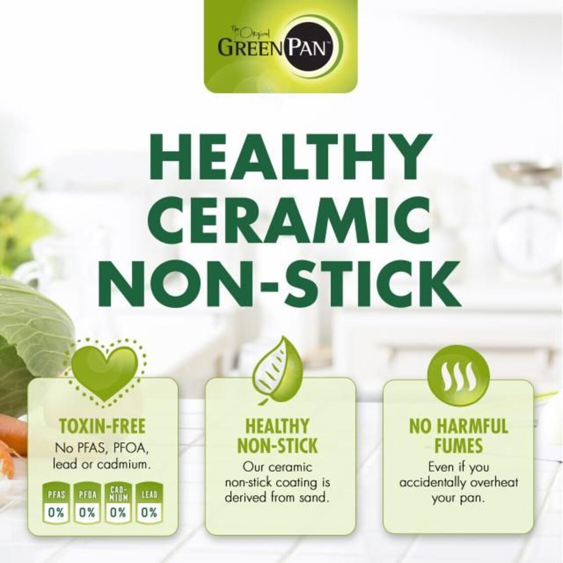 Greenpan Camb Bronze 36cm Ceramic Covered Wok (GPCBR675983) + Free Spatula & Ladle Set (Worth $29.90) (GPGC010734)