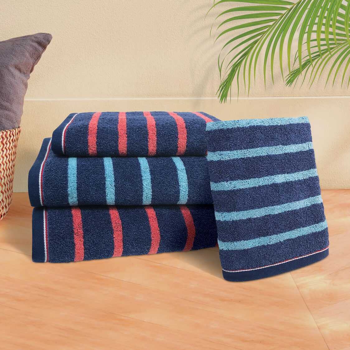 Milton Home Lucas 100% Cotton Supersoft Yarn Bath Towel Blue
