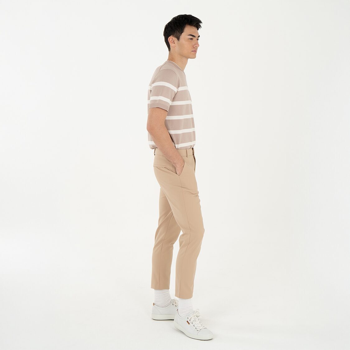 K/WOODS Ice Cool Horizon Stripe Pullover in Khaki