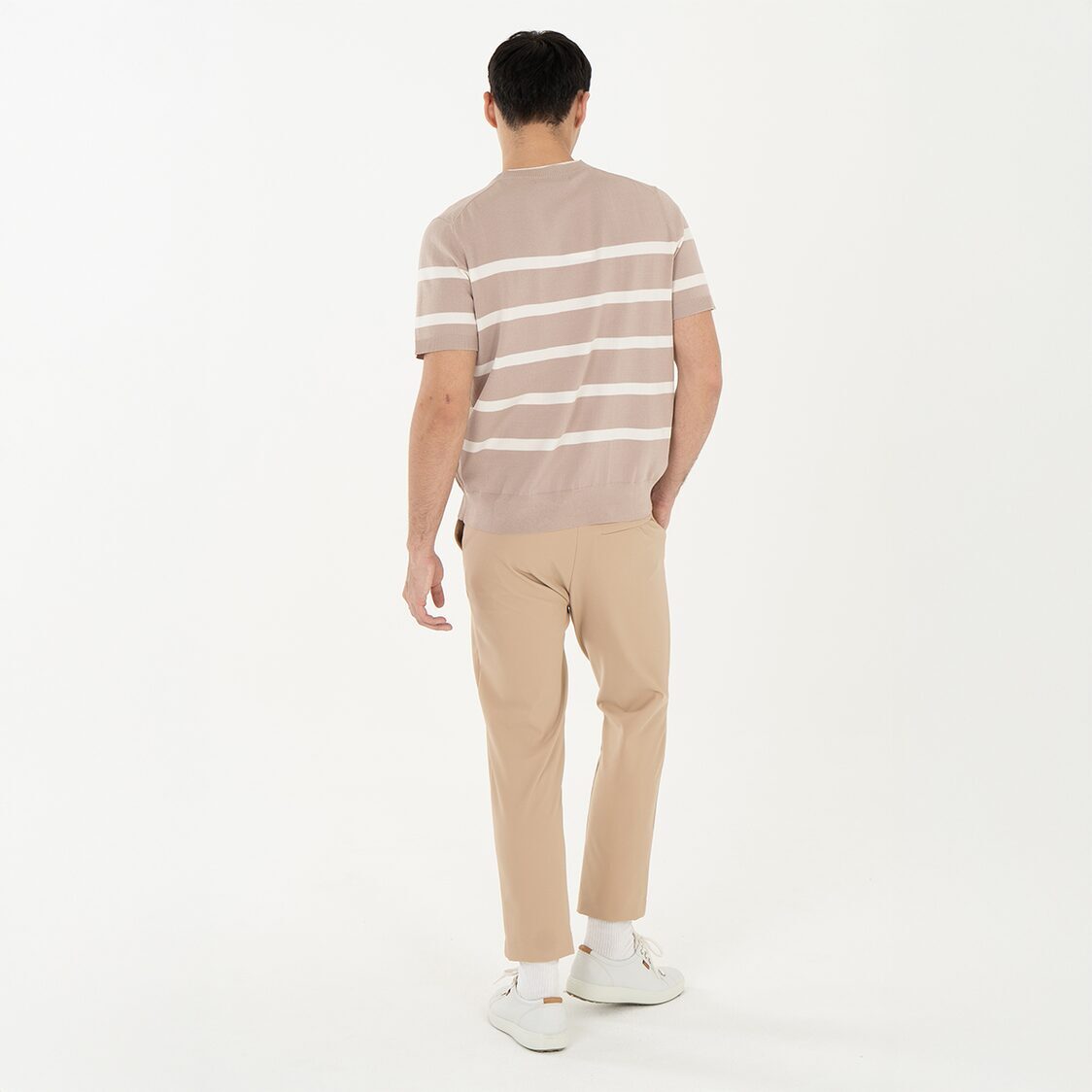 K/WOODS Ice Cool Horizon Stripe Pullover in Khaki