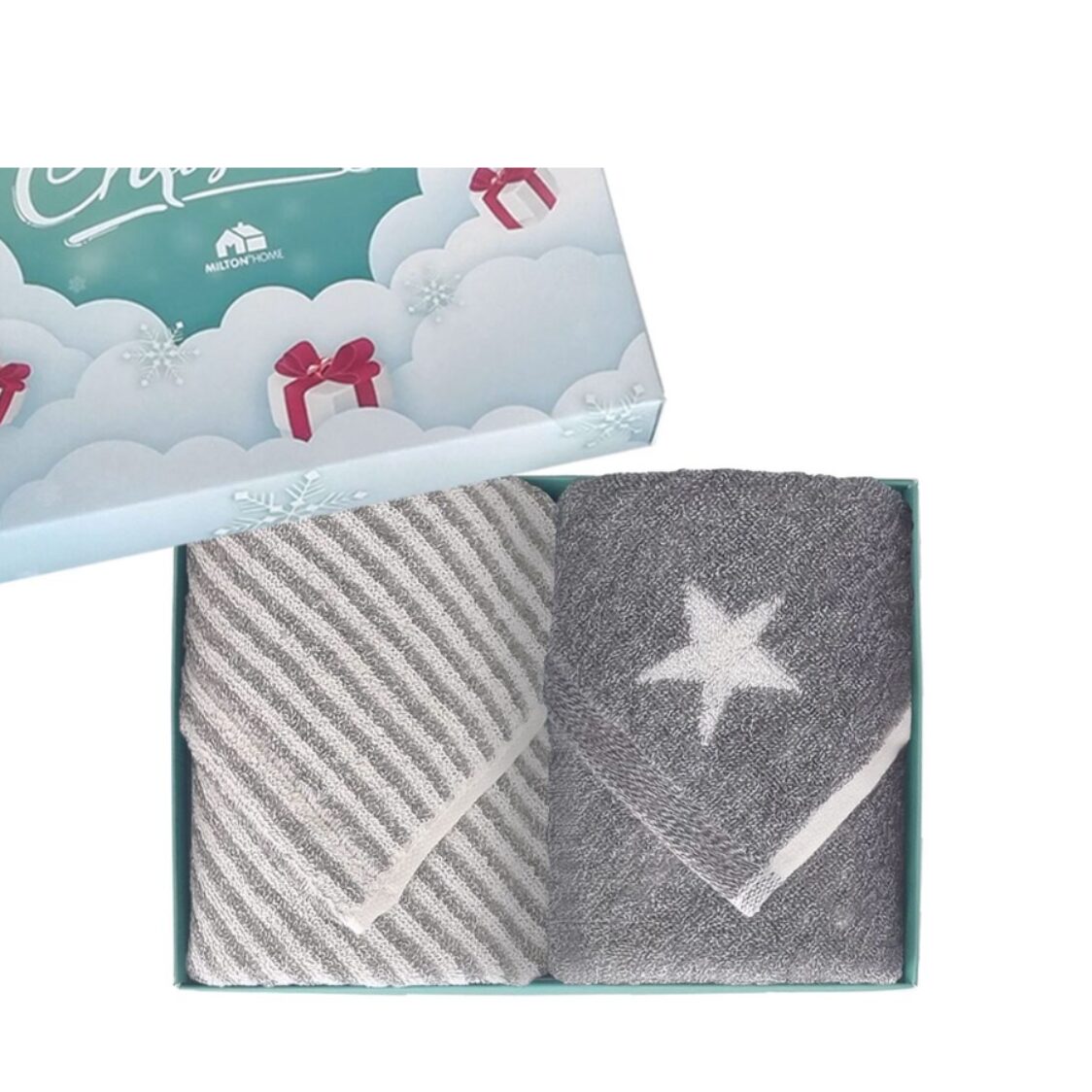 Milton Home Crochet Towel Star Grey