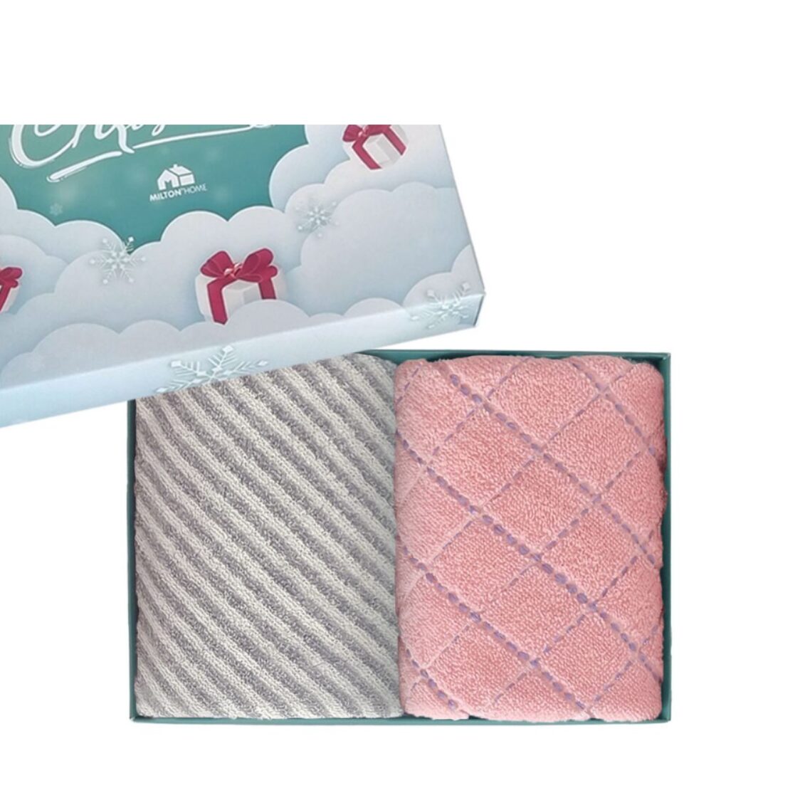 Milton Home Crochet Towel Check Pink