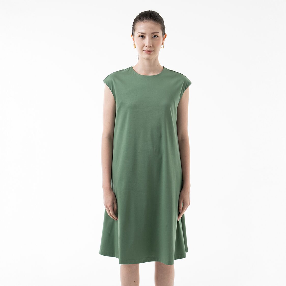K/WOODS Essential Flow Midi Dress in Sage Green