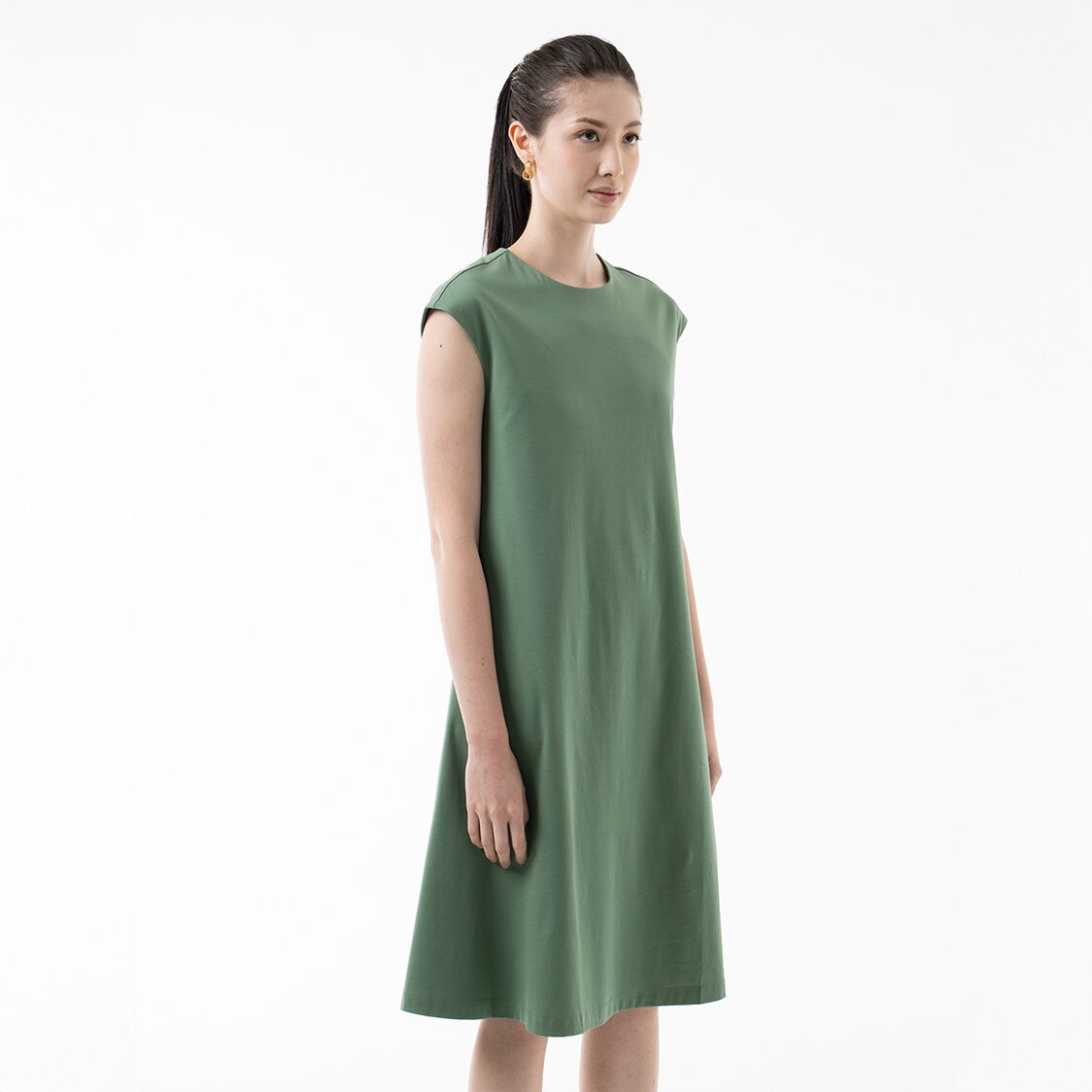 K/WOODS Essential Flow Midi Dress in Sage Green