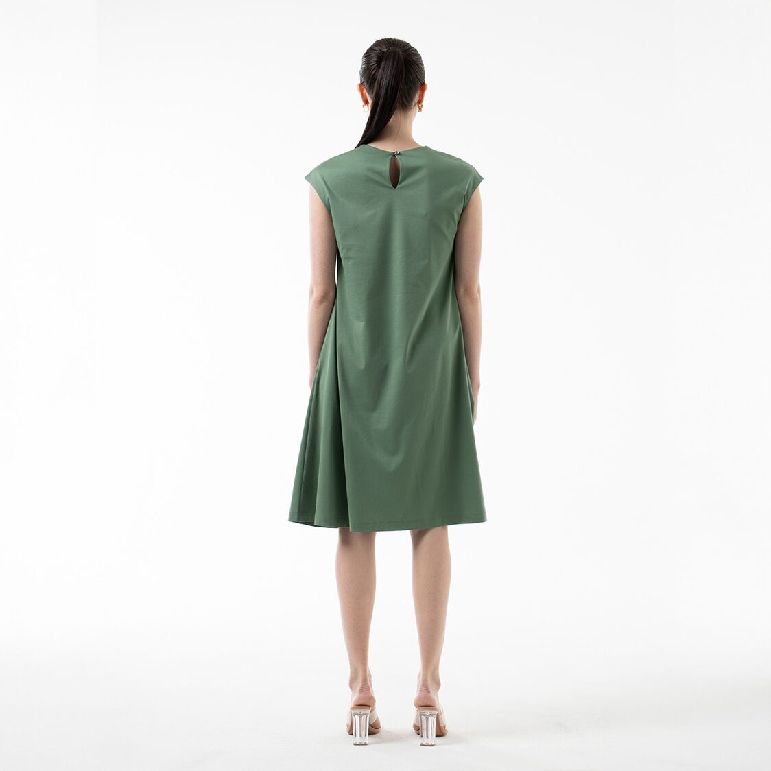 K/WOODS Essential Flow Midi Dress in Sage Green