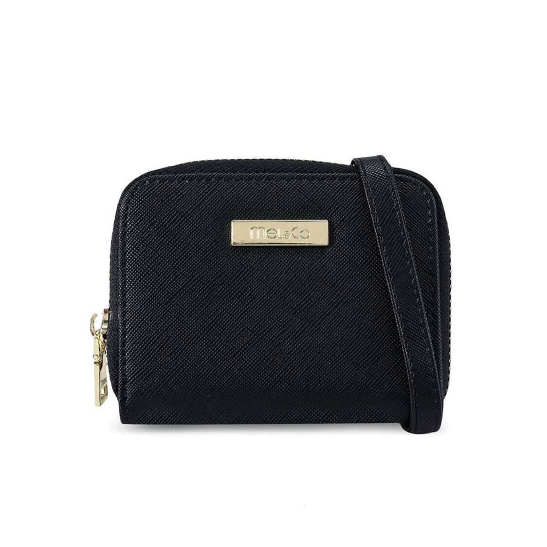Mel&Co Saffiano-Effect L-Zip Wristlet Pouch