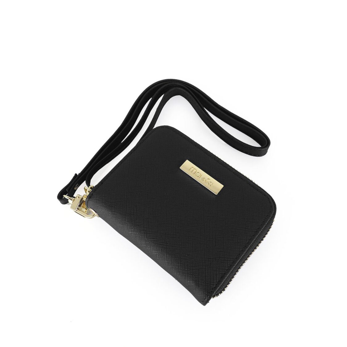 Mel&Co Saffiano-Effect L-Zip Wristlet Pouch