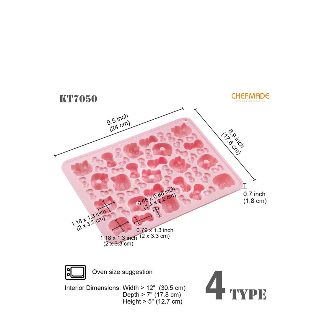CHEFMADE Hello Kitty Silicone Chocolate Mould - Pink 1898CM-KT7050